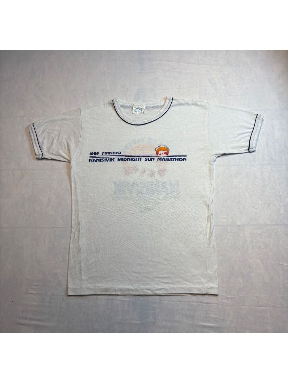 1986 Nanisivik Midnight Sun Marathon Softer T-Shirt Ringer T